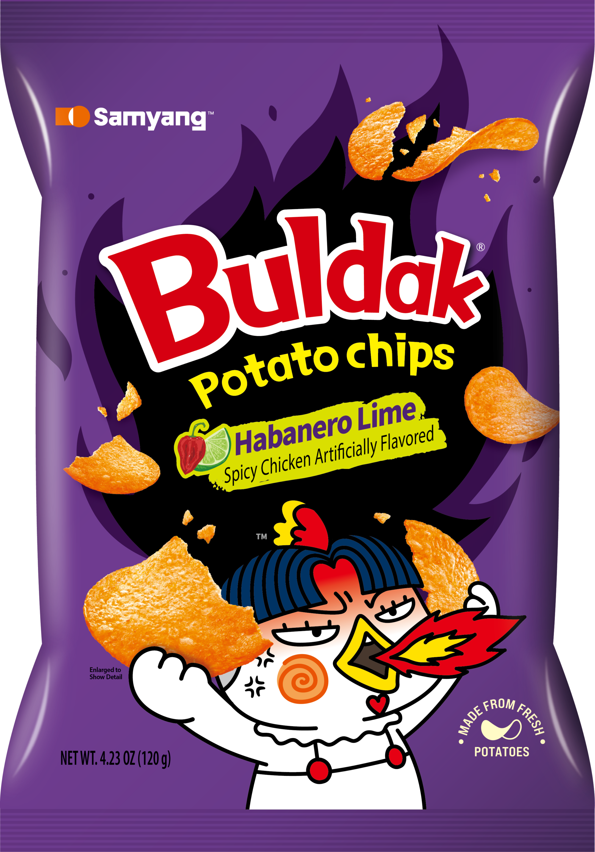 Buldak Potato Chips Habanero Lime ramen pack